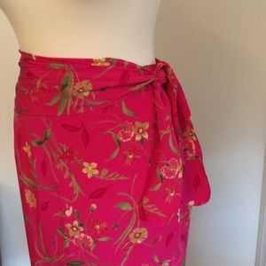 DVF 100% Silk Skirt, Faux Wrap Waist